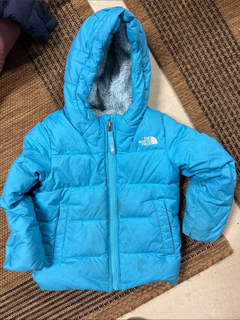 The North Face Bright Turquoise Hooded Puffer Jacket